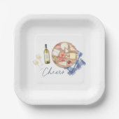Charcuterie Board Wein & Cheese Monogram Pappteller (Vorderseite)