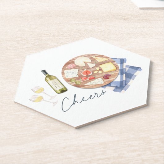Charcuterie Board Wein & Cheese Monogram Untersetzer (angewinkelt)