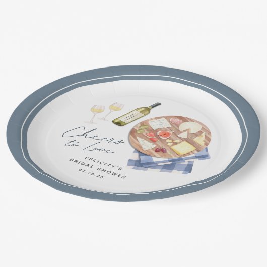 Charcuterie Board Wein & Käse Käse Liebe Pappteller (Schrägansicht)