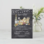 Charcuterie Brautparty Wein und Käse Einladung (Stehend Vorderseite)