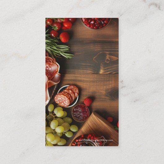 Charcuterie Catering Party oder Social Event Plane Visitenkarte (Rückseite)