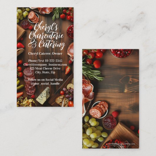 Charcuterie Catering Party oder Social Event Plane Visitenkarte (Vorne/Hinten)