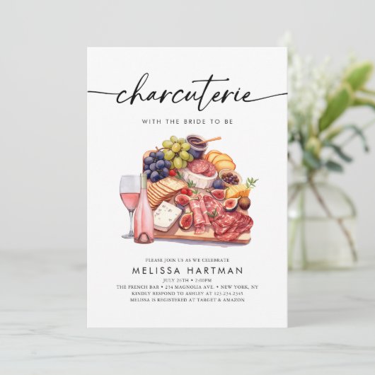 Charcuterie Chefkoch Brautparty Einladung (Stehend Vorderseite)