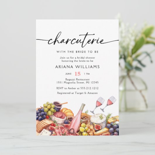 Charcuterie Chefkoch Brautparty Einladung (Stehend Vorderseite)