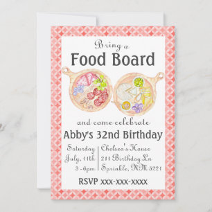 Charcuterie Food Board Geburtstag Einladung Pink