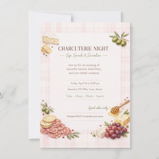 Charcuterie Girl's Night Party Invitation  Einladung (Vorderseite)