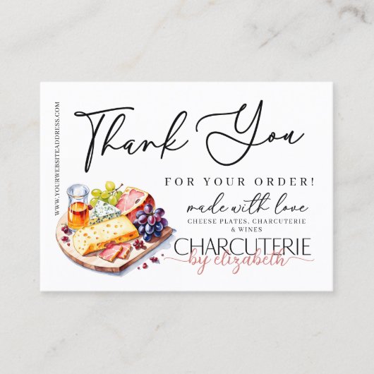 Charcuterie Grazing Board Order Vielen Dank Visitenkarte (Vorderseite)