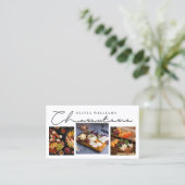 Charcuterie Grazing Board Typografie 3 Foto Visitenkarte (Stehend Vorderseite)