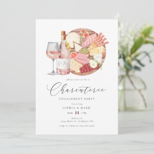 Charcuterie-Käse-Verlobung Einladung (Stehend Vorderseite)