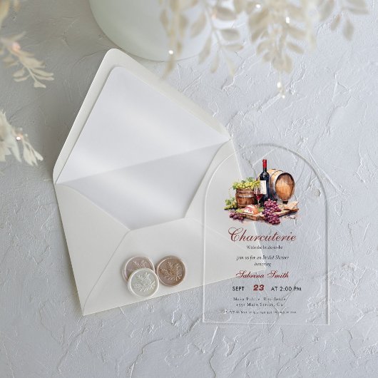 Charcuterie Mit der Braut als Brautparty Acryleinladungen