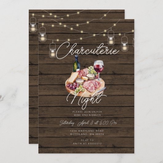 Charcuterie Night Einladung (Vorne/Hinten)