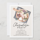 Charcuterie Party Black Gingham Einladung (Vorderseite)