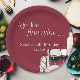 Charcuterie und Roter Wein 50. Geburtstag Pappteller