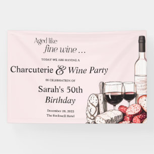 Charcuterie und Rotwein 50. Geburtstag Schamröte Banner