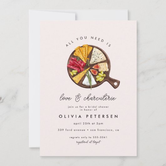 Charcuterie Wein & Brautparty Einladung (Vorderseite)