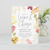 Charcuterie Wein & Käse Bridesmaids Brunch Einladung (Stehend Vorderseite)
