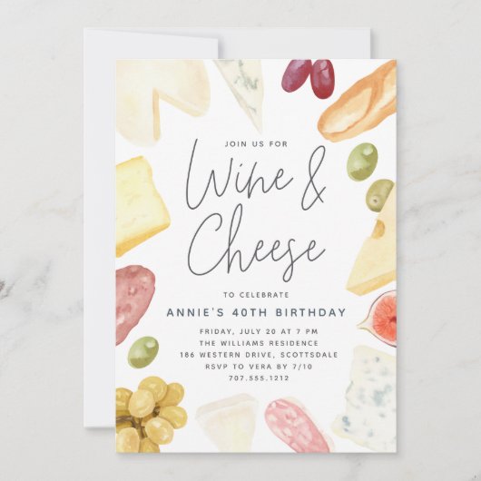 Charcuterie Wein & Käse Jegliches Party Einladung (Vorderseite)