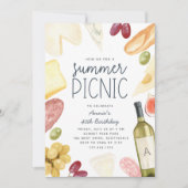 Charcuterie Wein & Käse Sommer Picnic Einladung (Vorderseite)