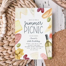 Charcuterie Wein & Käse Sommer Picnic Einladung