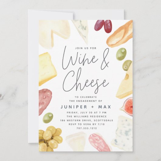 Charcuterie Wine & Käse Engagement Party Einladung (Vorderseite)