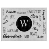 Charcuterie Words Typografy Monogram Schneidebrett (Vorderseite)