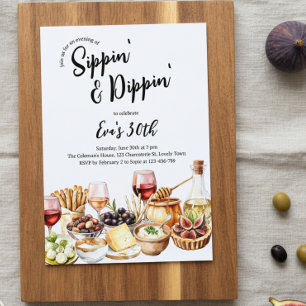 Charcuterie zum Nippen und Dippen zum Geburtstag i Einladung