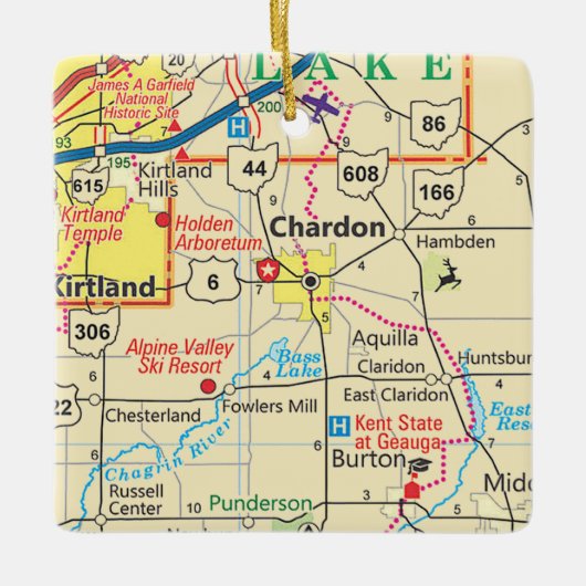 Chardon Ohio Vintag Map Keramikornament (Vorderseite)