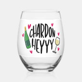 Chardonnay Funny Chardon Heyy Hearts Weinglas Ohne Stiel (Vorderseite)