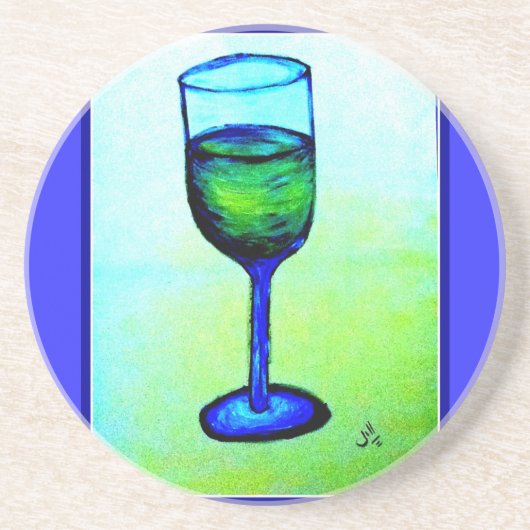 CHARDONNAY IM BLAUEN GLAS DURCH JILL SANDSTEIN UNTERSETZER (Vorne)