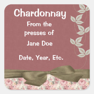 Chardonnay Rose Weinkeller Quadratischer Aufkleber