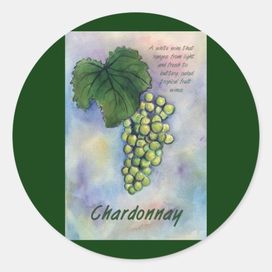 Chardonnay Weintrauben & Beschreibung Aufkleber (Vorderseite)