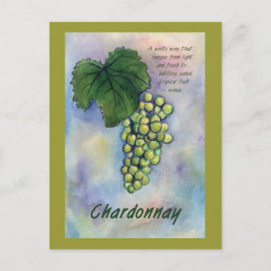 Chardonnay Weintrauben & Beschreibung Postkarte