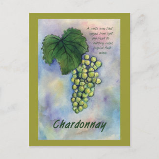 Chardonnay Weintrauben & Beschreibung Postkarte