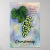 Chardonnay Weißer Wein Weintrauben Poster (Vorne)