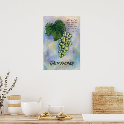 Chardonnay Weißer Wein Weintrauben Poster (Küche)