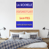 Charente Maritime Art Deco Poster Design Leinwanddruck (Insitu (Schlafzimmer))