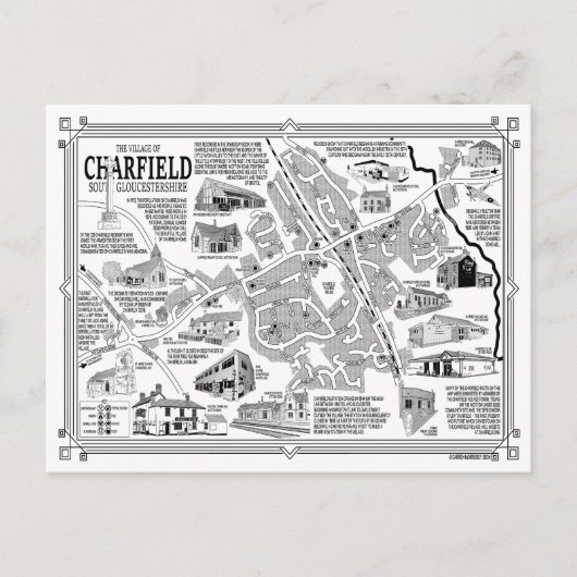 Charfield Village Map Postcard Postkarte (Vorderseite)
