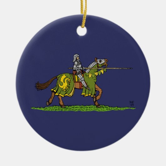 Charge Mittelalterlicher Ritter Keramikornament (Vorne)