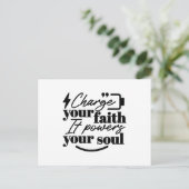 Charge Your Faith – Christian Inspirational Quote Postkarte (Stehend Vorderseite)