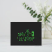 Charged And Blessed EBike Electric Bicycle Biking Postkarte (Stehend Vorderseite)