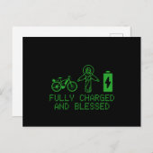 Charged And Blessed EBike Electric Bicycle Biking Postkarte (Vorne/Hinten)