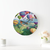 Chargen of Hot Air Ballons Round Large Wall Clock Große Wanduhr (Zuhause)