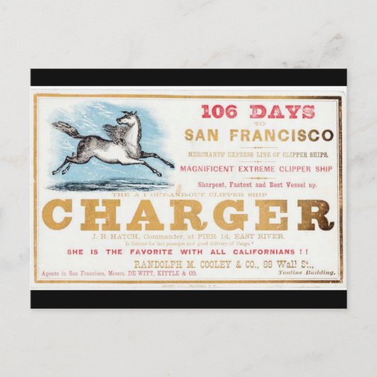 Charger Clipper Segelschiffe 1861 Postkarte (Vorderseite)