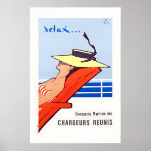 Chargeurs Reunis Relax Vintage Reiseposter Poster