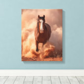 Charging Horse Dust Storm Sunset Art Leinwanddruck (Insitu (Holzboden))