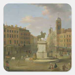 Charing Cross, mit der Statue von König Charles I. Quadratischer Aufkleber