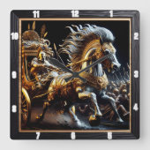 Chariot Obsidian: Stahlblitz Quadratische Wanduhr (Vorderseite)