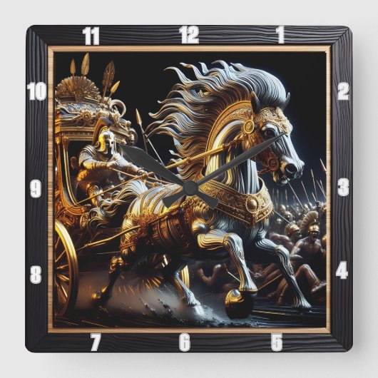 Chariot Obsidian: Stahlblitz Quadratische Wanduhr (Vorderseite)