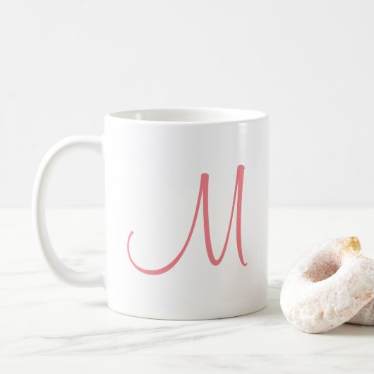 Charisma Red White Modern Elegant Initial Monogram Kaffeetasse (Mit Donut)
