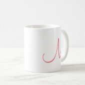 Charisma Red White Modern Elegant Initial Monogram Kaffeetasse (VorderseiteRechts)